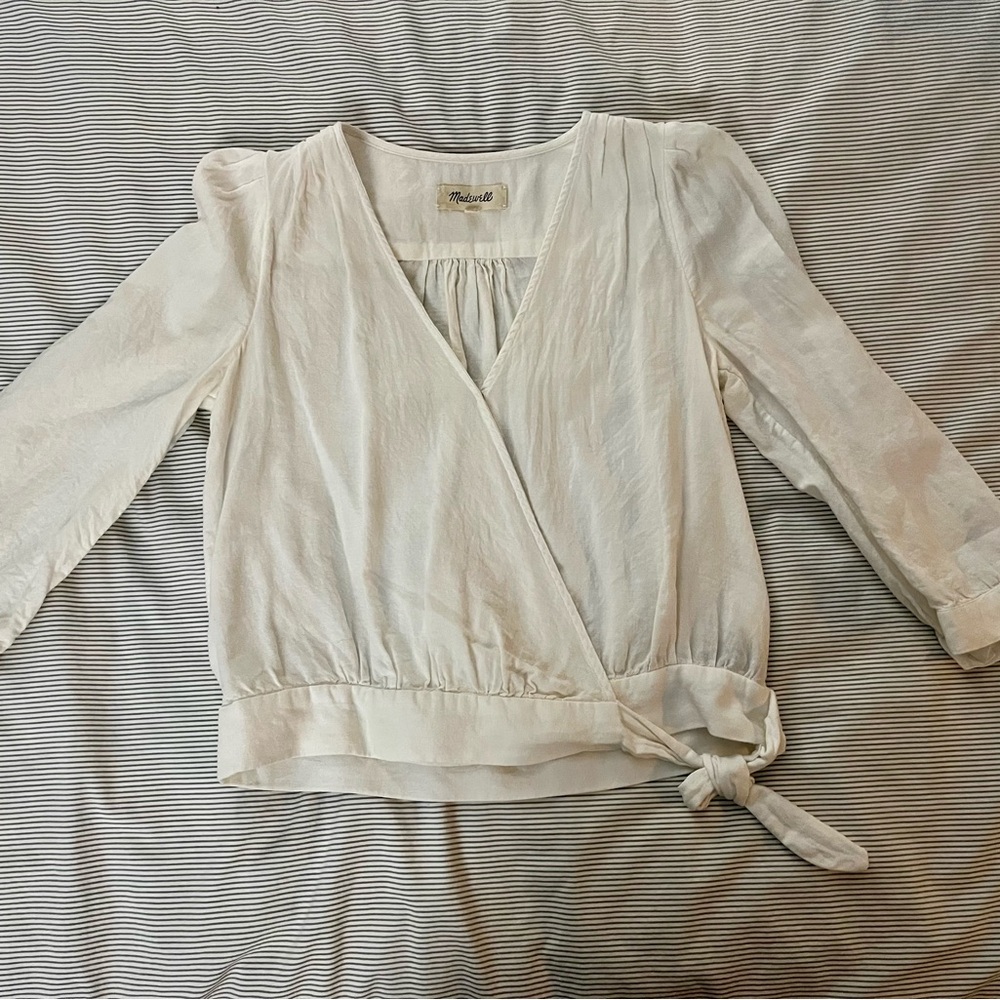 Madewell Ivory Wrap Blouse